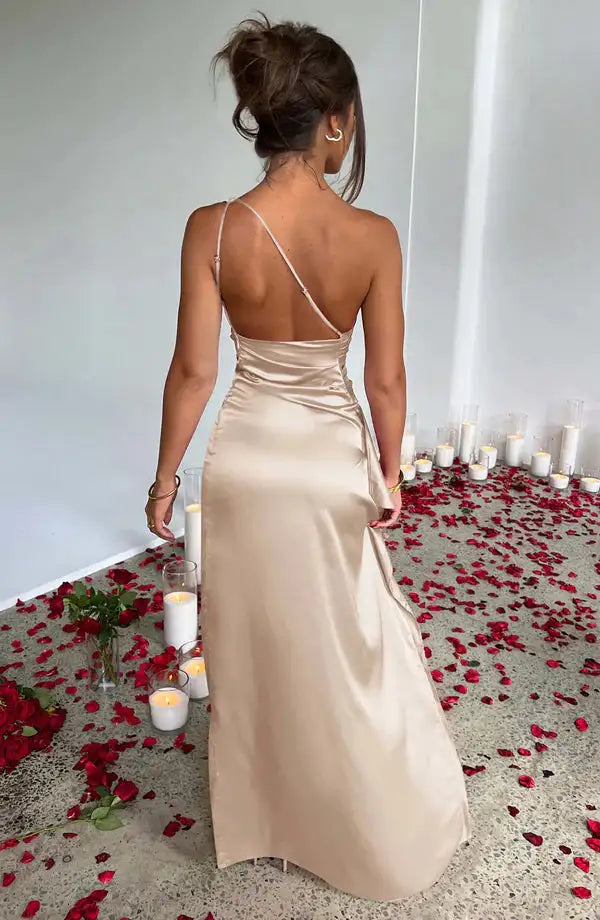 Satin One-Shoulder Dress