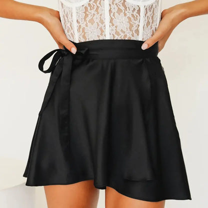 Wrap-Designed Satin Mini Skirt