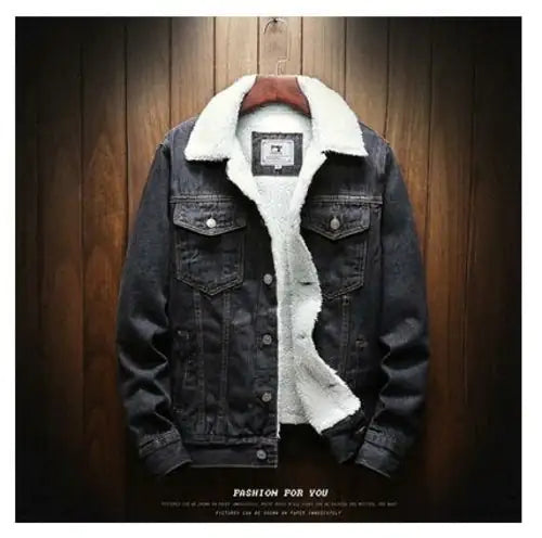 Men Light Blue Winter Jean Jackets Outerwear Warm Denim Coats New Men