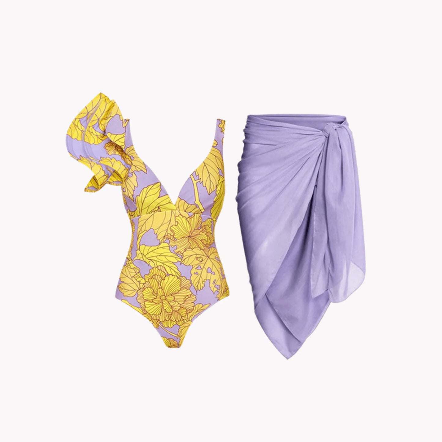 Lavender Ruffle Swimsuit Set