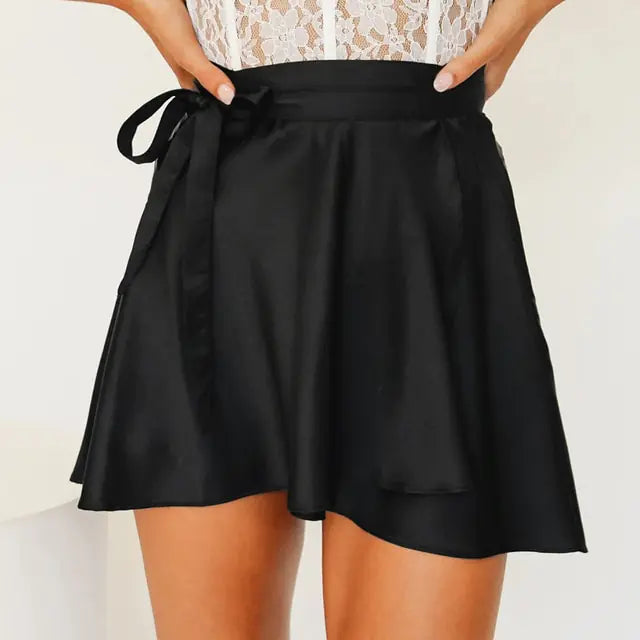 Wrap-Designed Satin Mini Skirt