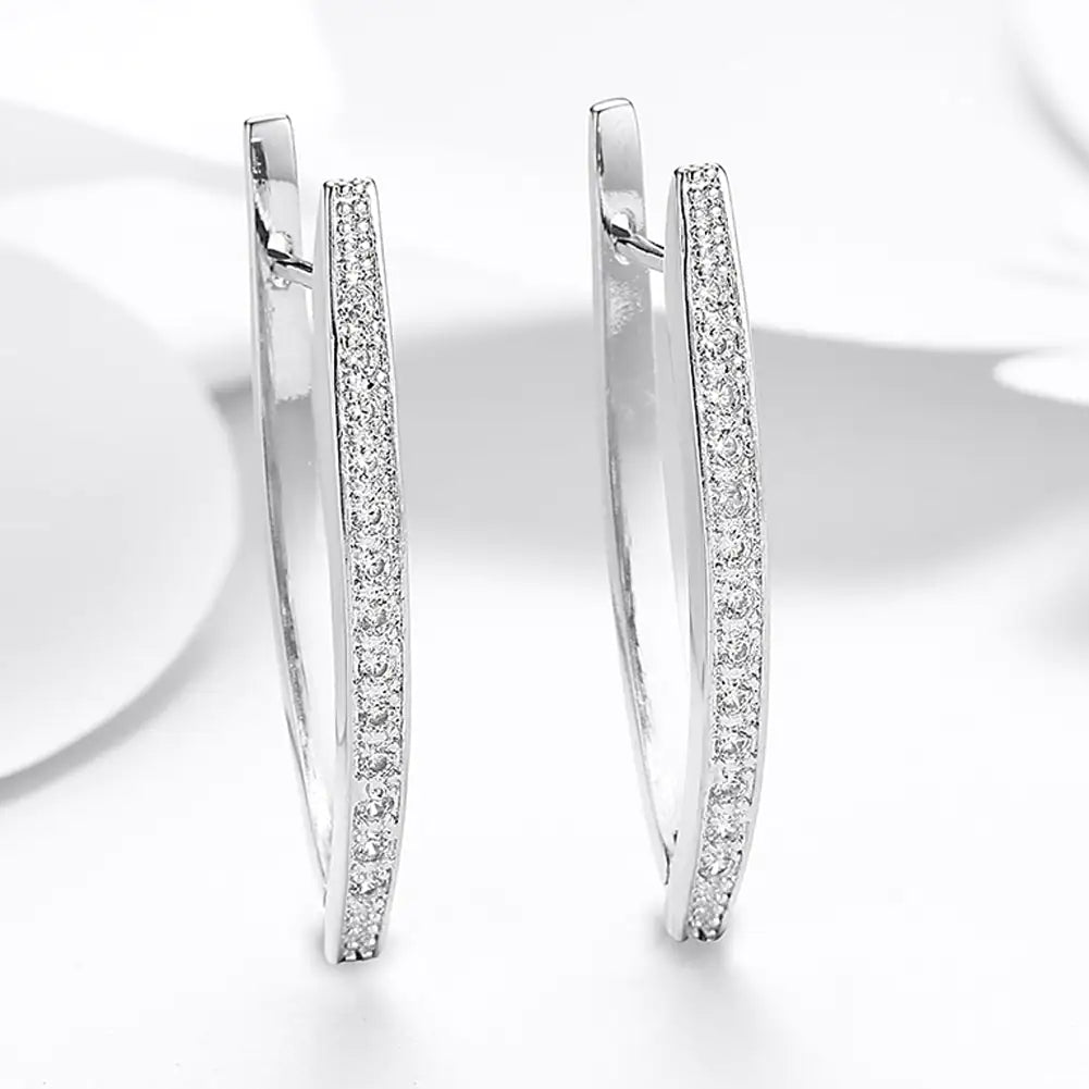 1.00 CT Dangling Pave Teardrop Earrings in 14K White Gold Plating