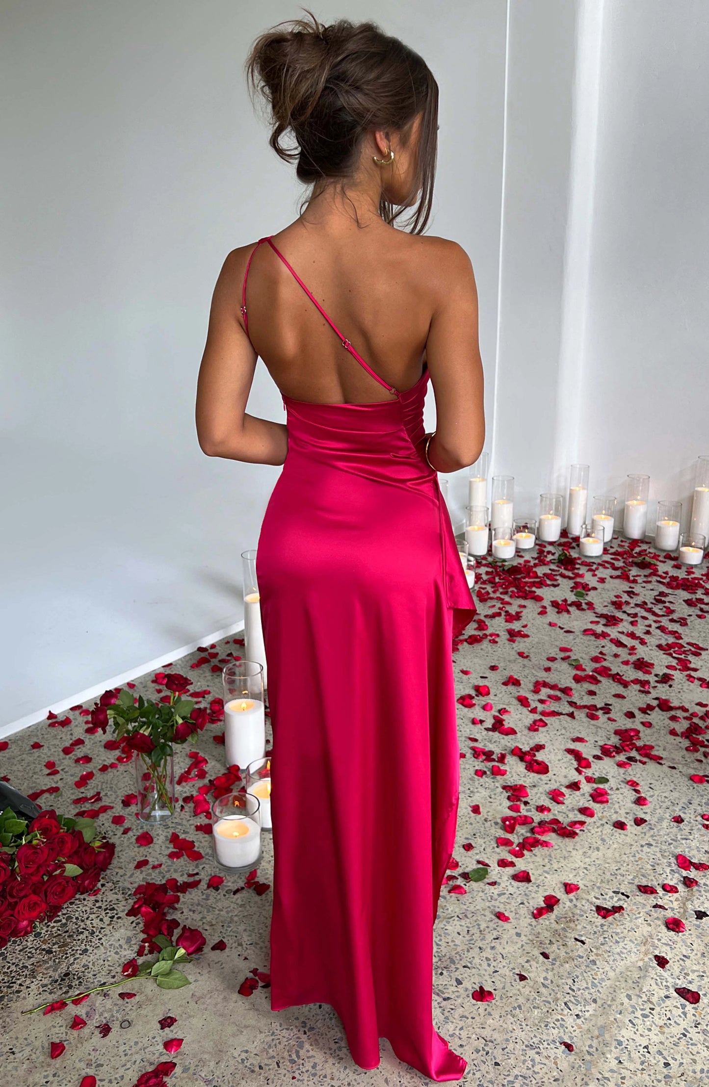 Satin One-Shoulder Dress