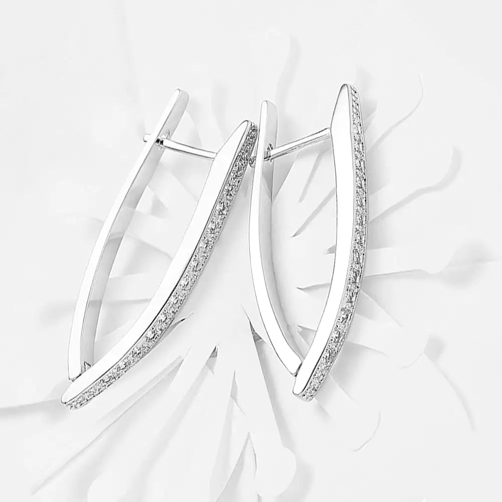 1.00 CT Dangling Pave Teardrop Earrings in 14K White Gold Plating