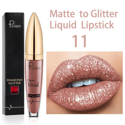 Long Lasting Matte Glitter Liquid Shiny Lip Gloss