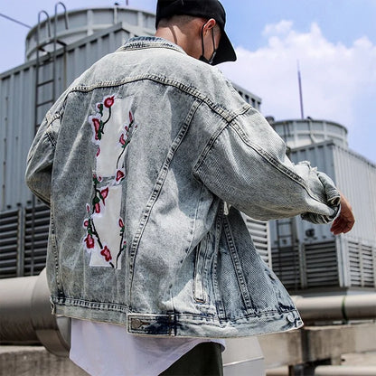 Flower Embroidery Jeans Coats Jacket