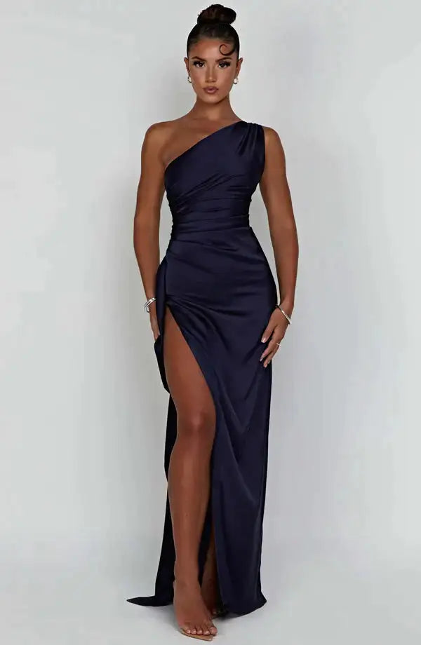 Satin One-Shoulder Dress