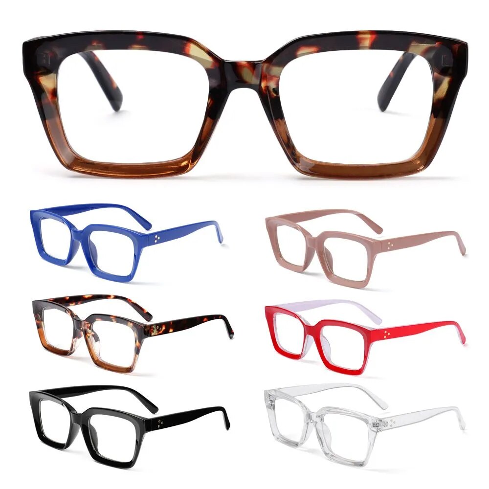 Men Women Fashion Oversized Square Reading Glasses Large Frame Eyeglasses