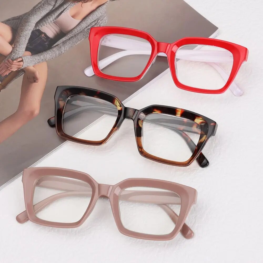 Men Women Fashion Oversized Square Reading Glasses Large Frame Eyeglasses