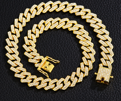 Gold Plated Iced Out Chain for Men and Women Cuban Chain Necklace